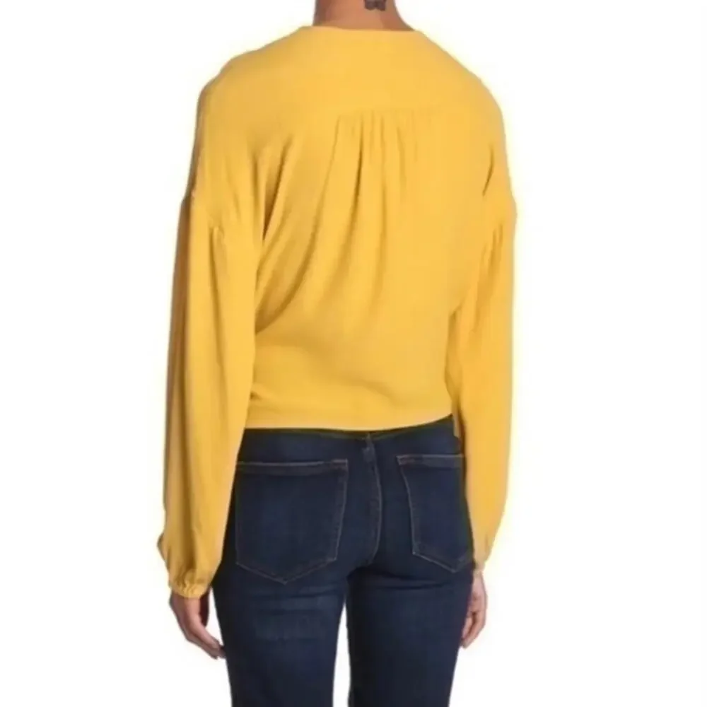 Madewell‎ Raelynn Long Sleeve Gold Yellow Wrap Tie Top Size S